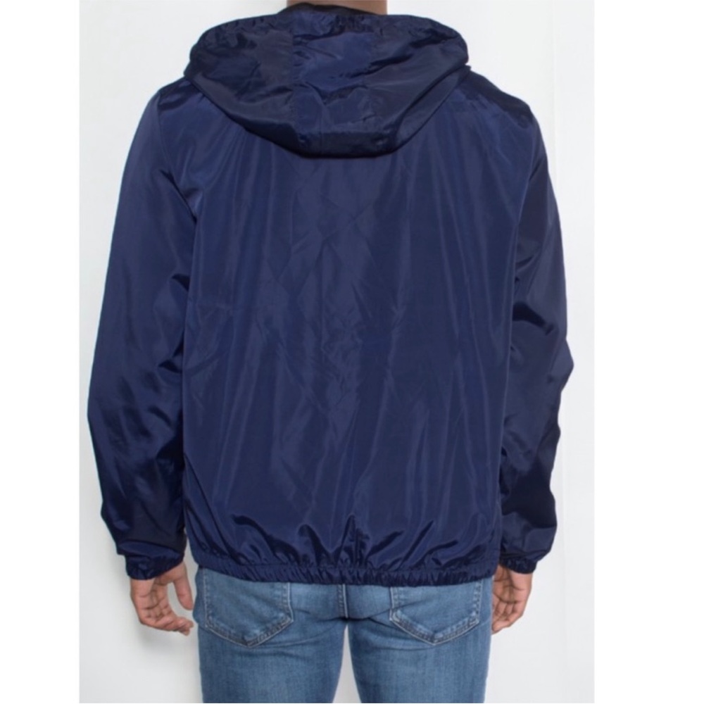 MENS NAVY BLUE REFLECTIVE WINDBREAKER JACKET - Picture 5 of 7